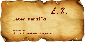 Later Karád névjegykártya